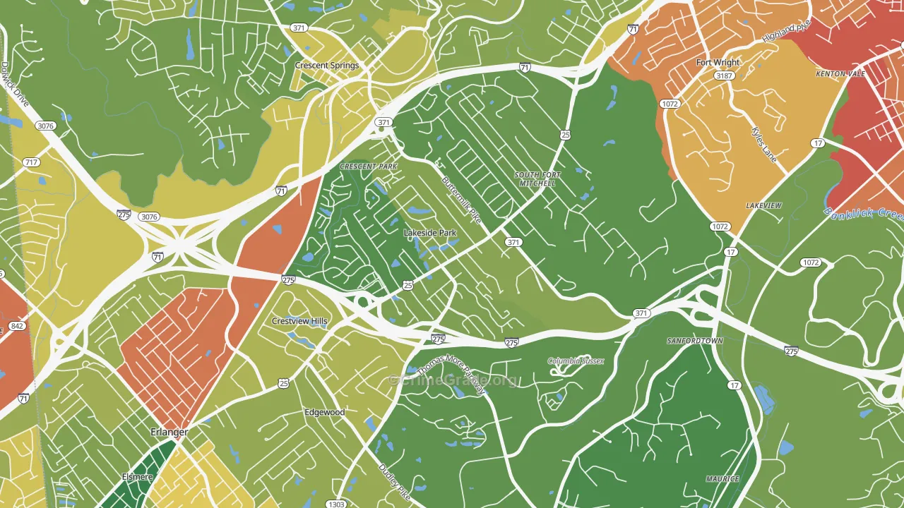 Lakeside Park, KY Map of Burglary Rates