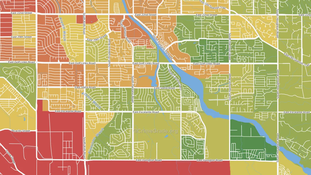 Lakeside Park, Tucson, AZ Map of Burglary Rates