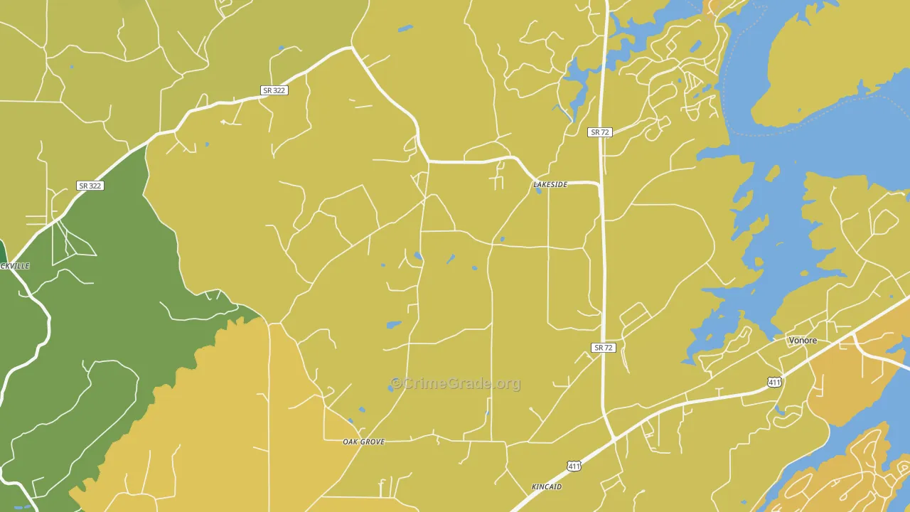 Lakeside, TN Map of Burglary Rates