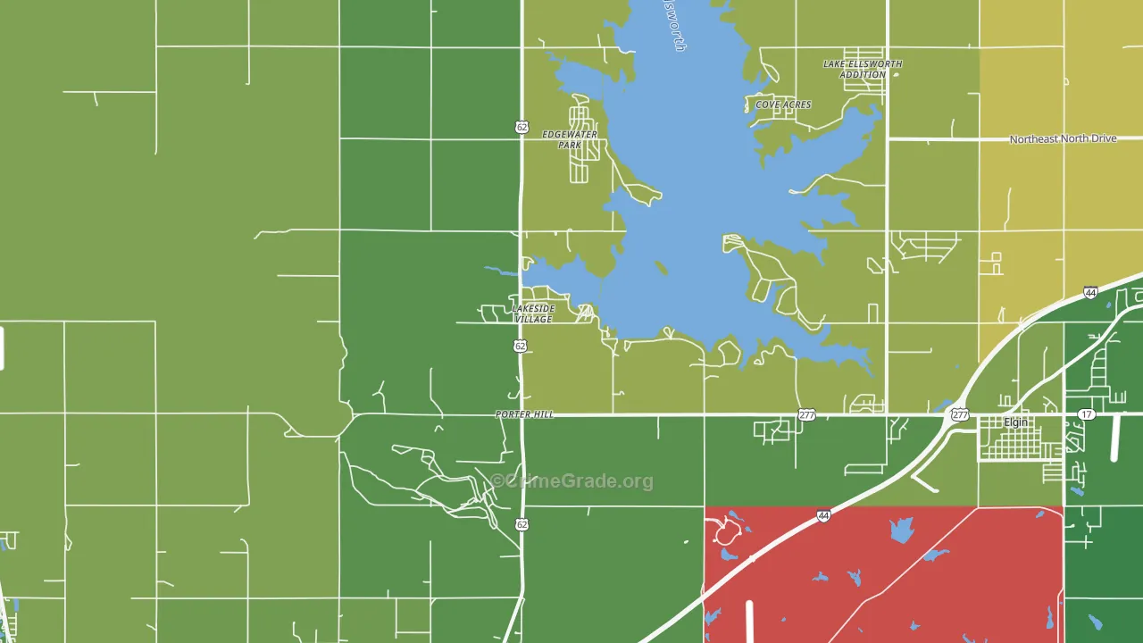 Lakeside Village, OK Map of Burglary Rates