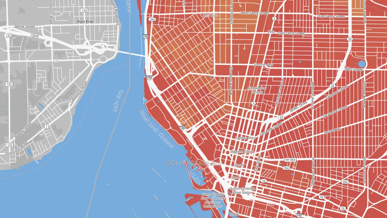 Lakeview, Buffalo, NY Map of Burglary Rates