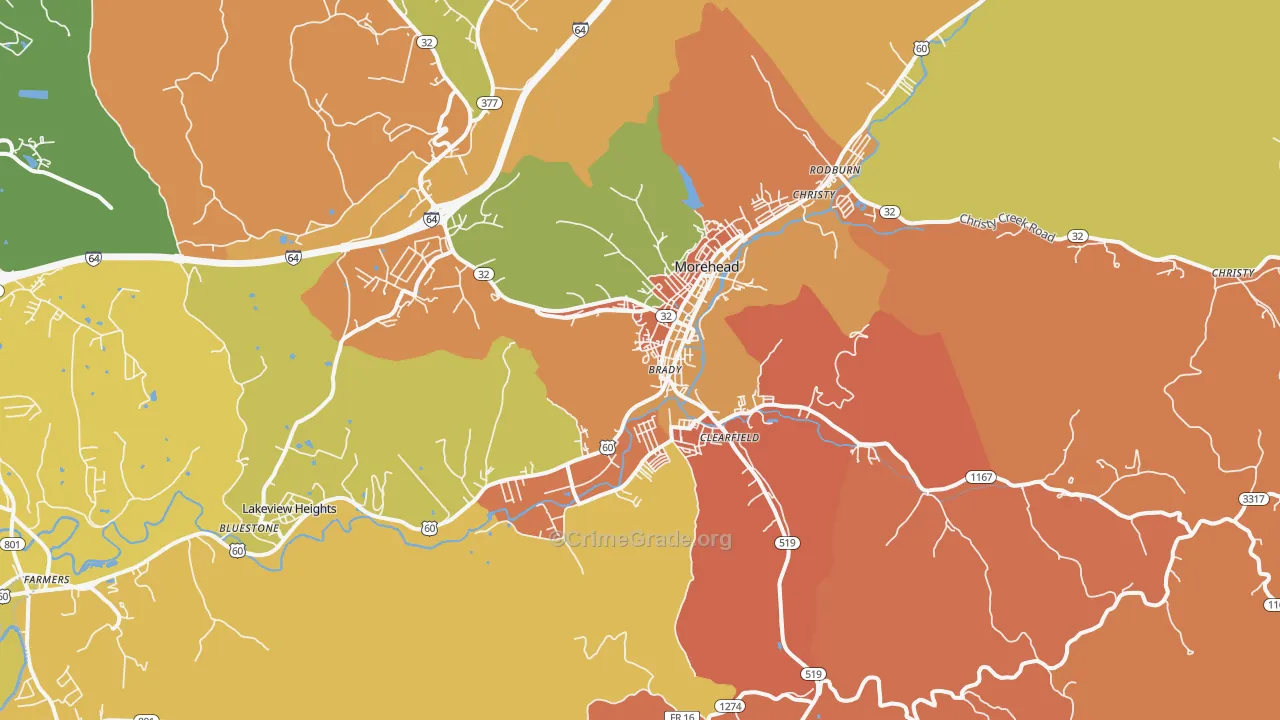 Lakeview Heights, KY Map of Burglary Rates