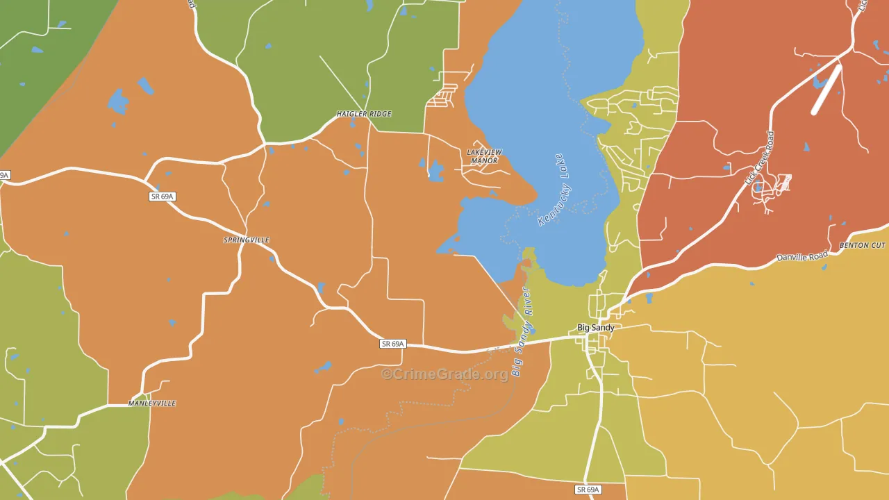 Lakeview Manor, TN Map of Burglary Rates