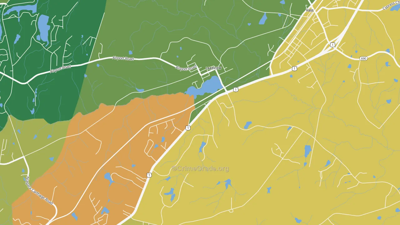 Lakeview, NC Map of Burglary Rates
