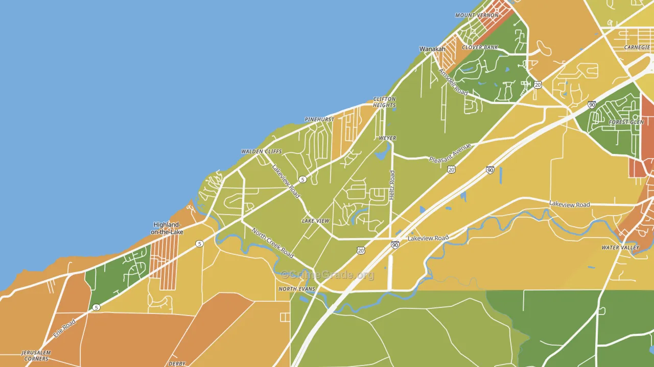 Lakeview, NY Map of Burglary Rates