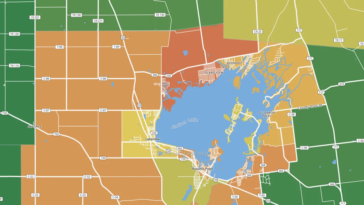 Lakeview, OH Map of Burglary Rates