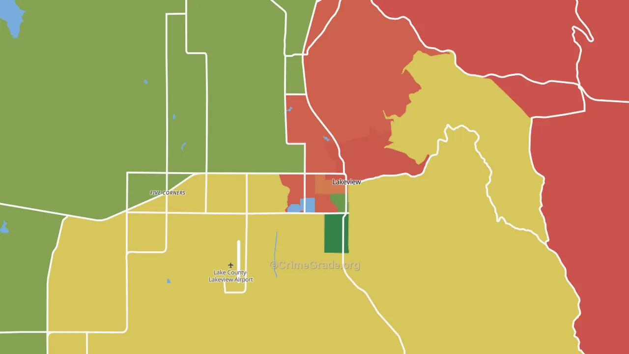 Lakeview, OR Map of Burglary Rates