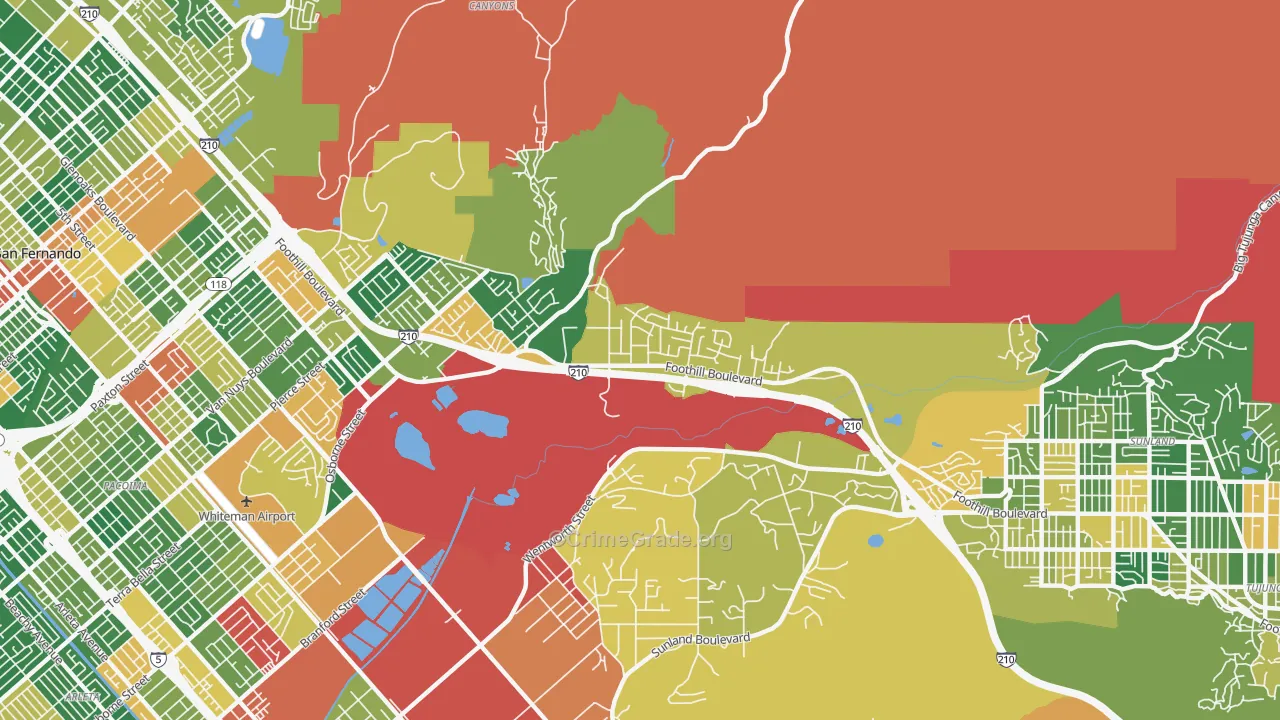 Lakeview Terrace, Sylmar, CA Map of Burglary Rates
