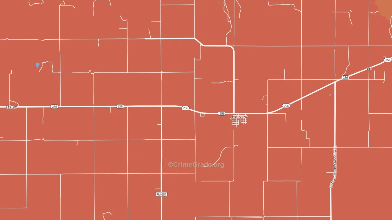 Lakeview, TX Map of Burglary Rates