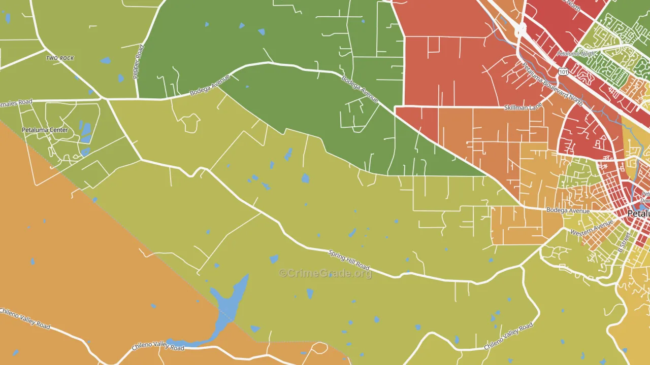 Lakeville, CA Map of Burglary Rates