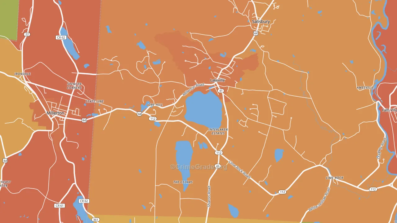 Lakeville, CT Map of Burglary Rates