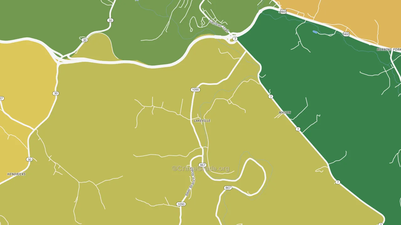 Lakeville, KY Map of Burglary Rates