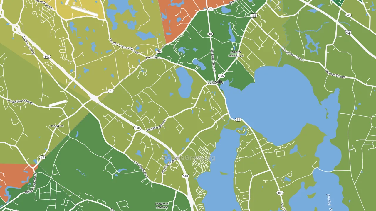Lakeville, MA Map of Burglary Rates