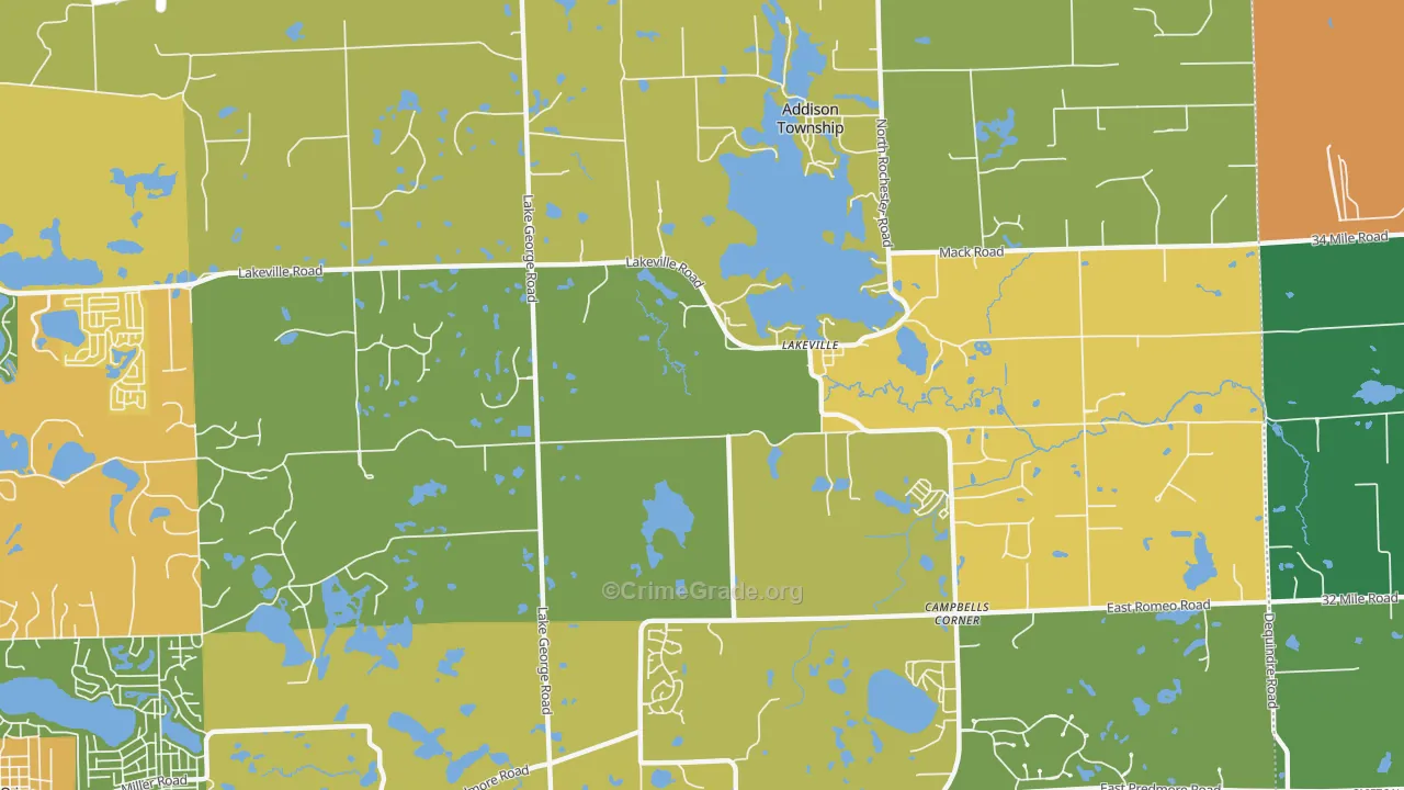 Lakeville, MI Map of Burglary Rates
