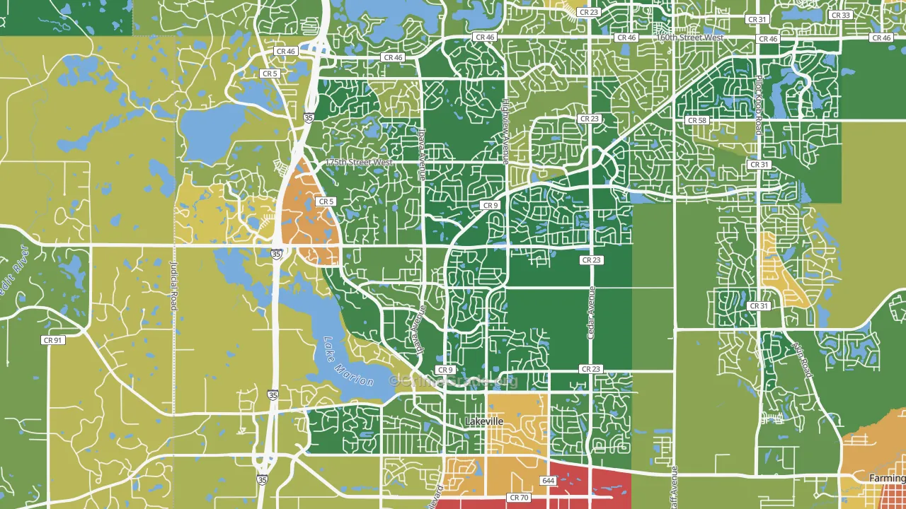 Lakeville, MN Map of Burglary Rates