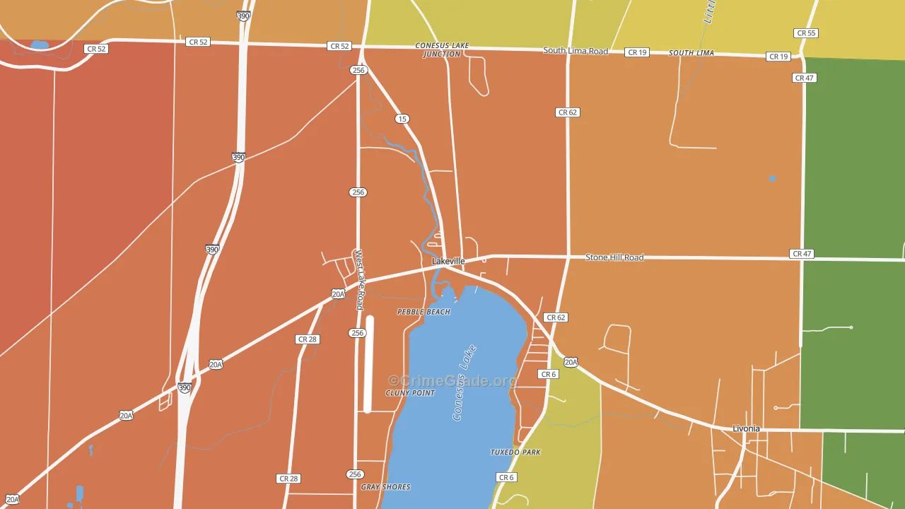 Lakeville, NY Map of Burglary Rates