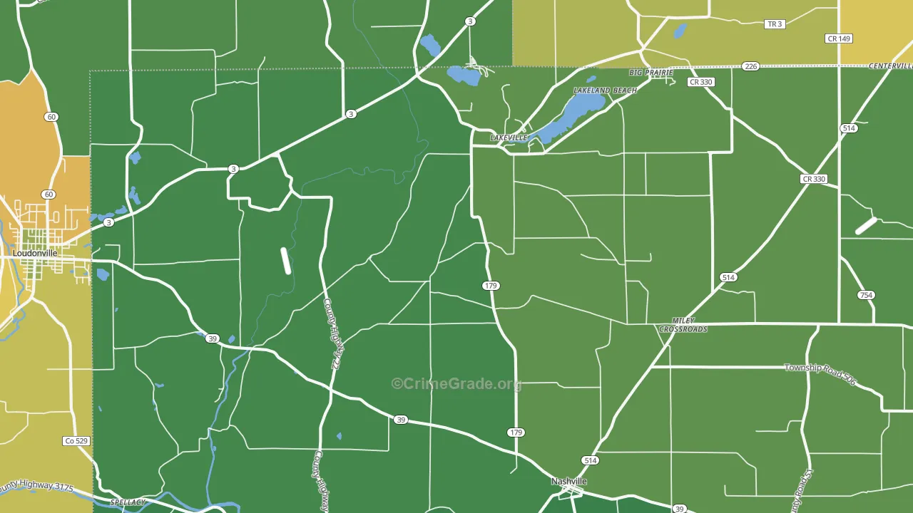 Lakeville, OH Map of Burglary Rates