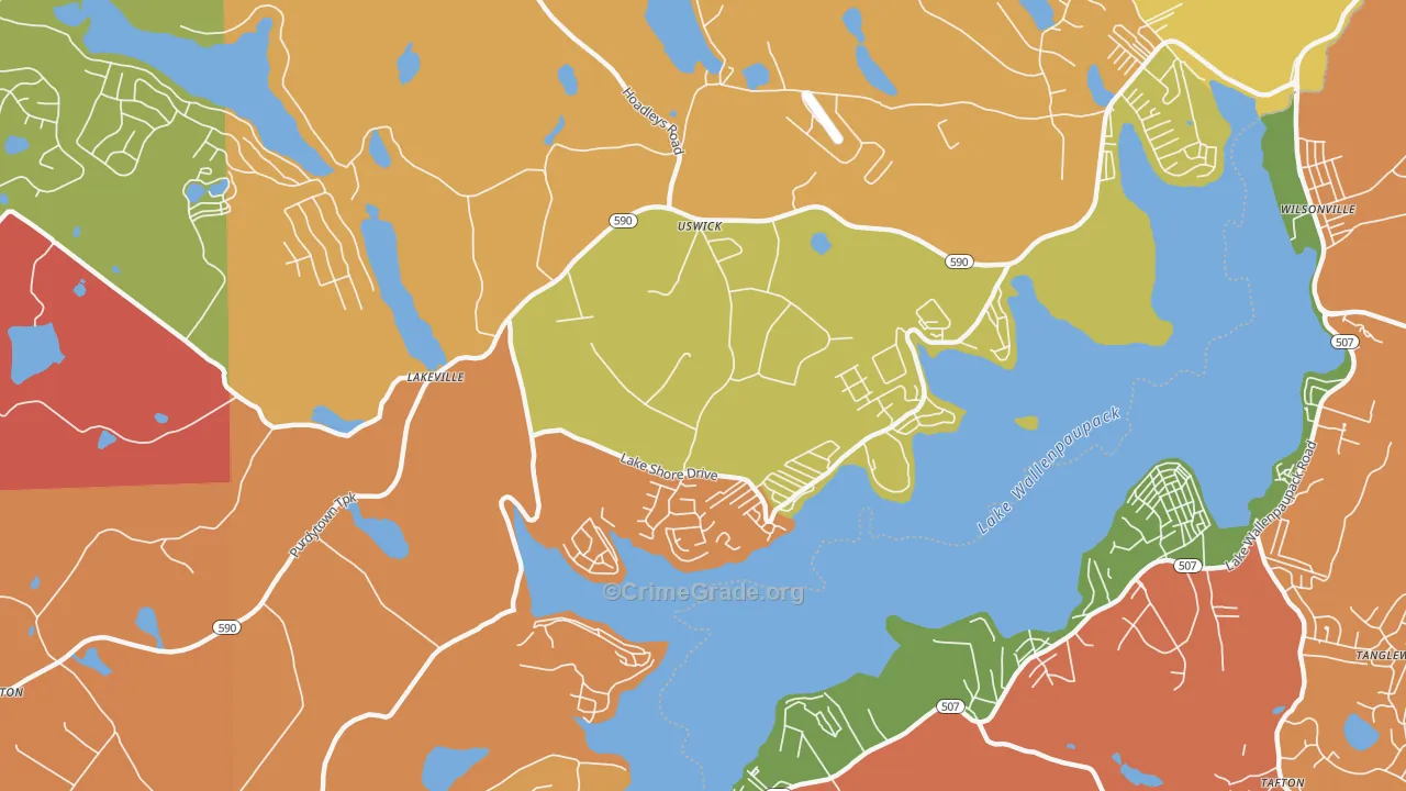Lakeville, PA Map of Burglary Rates