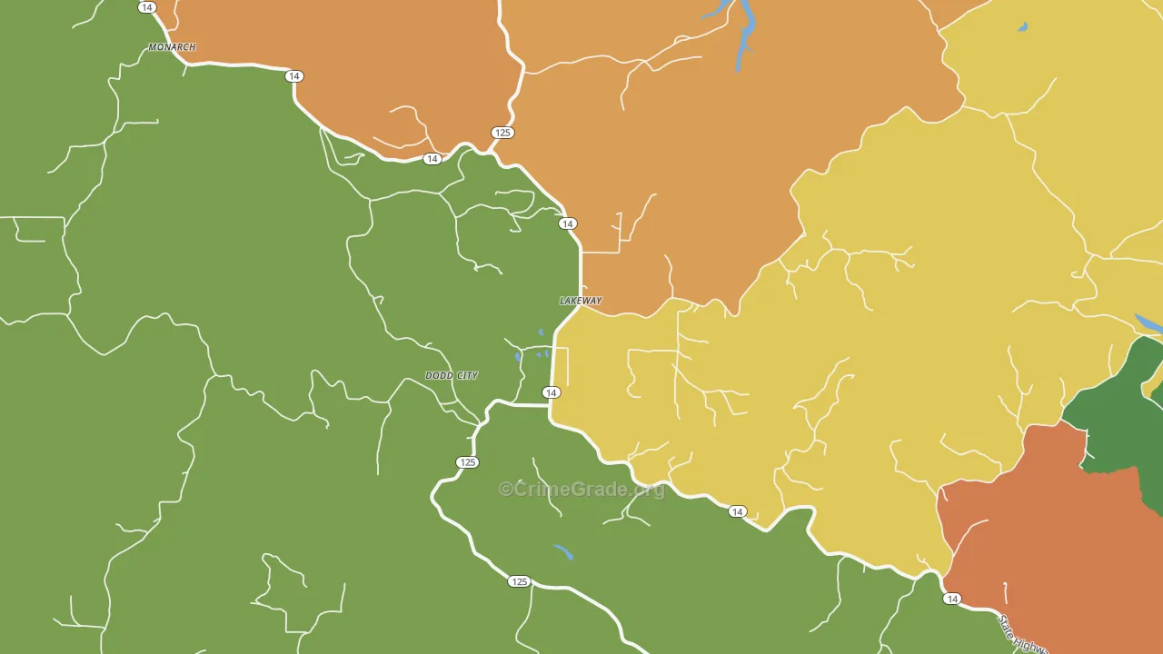 Lakeway, AR Map of Burglary Rates