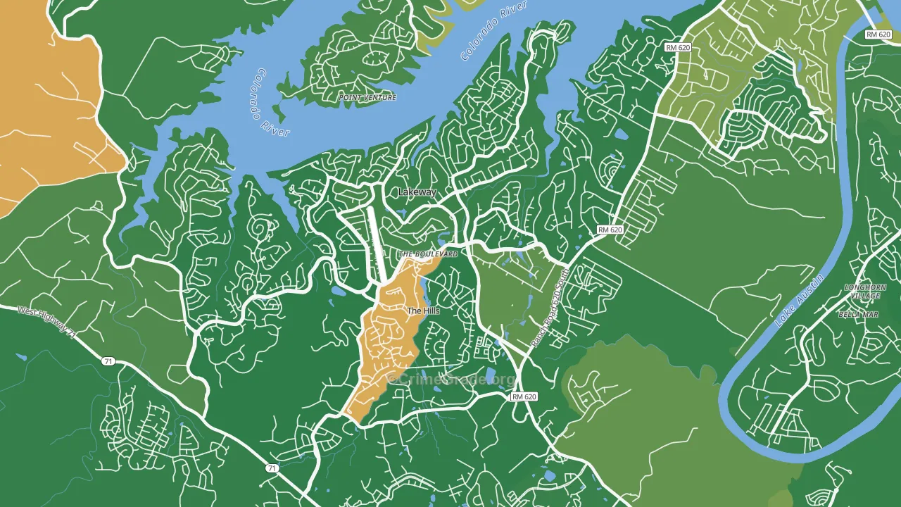 Lakeway, TX Map of Burglary Rates