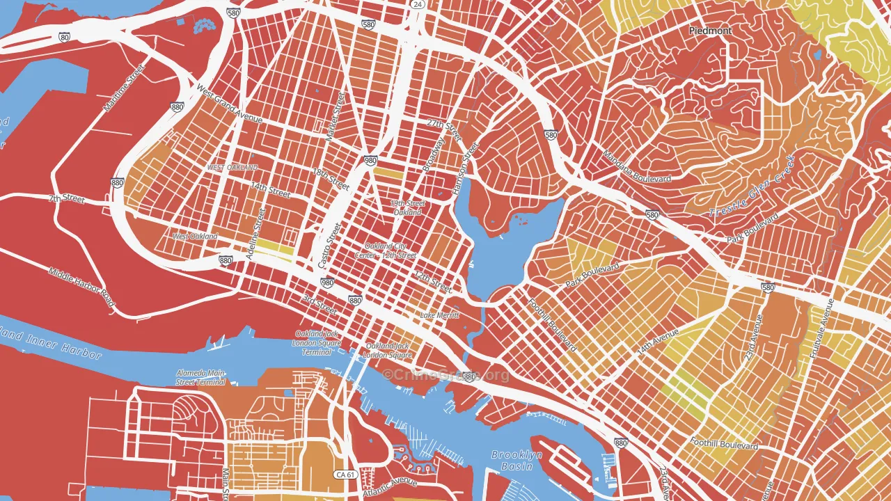 Lakewide, Oakland, CA Map of Burglary Rates