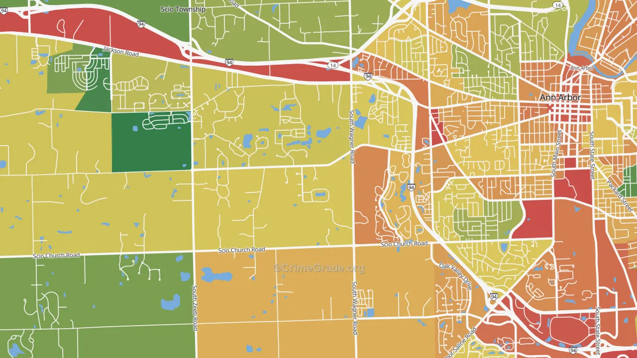 Lakewood, Ann Arbor, MI Map of Burglary Rates
