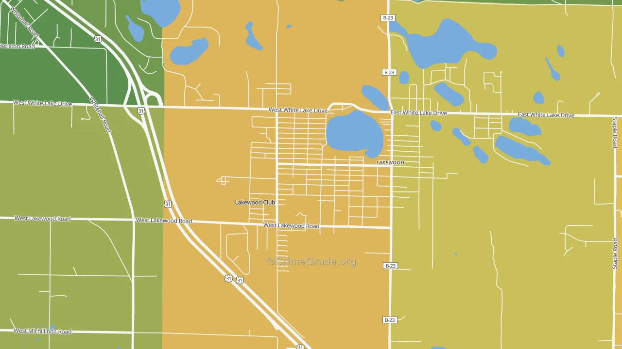 Lakewood Club, MI Map of Burglary Rates
