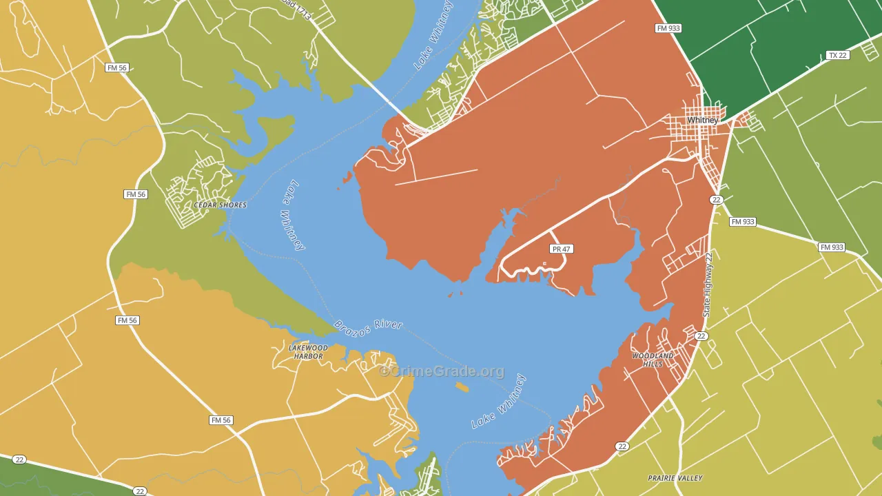 Lakewood Harbor, TX Map of Burglary Rates