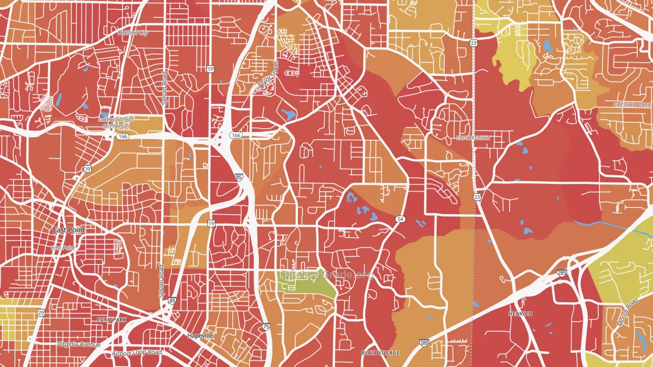 Lakewood Heights, Atlanta, GA Map of Burglary Rates