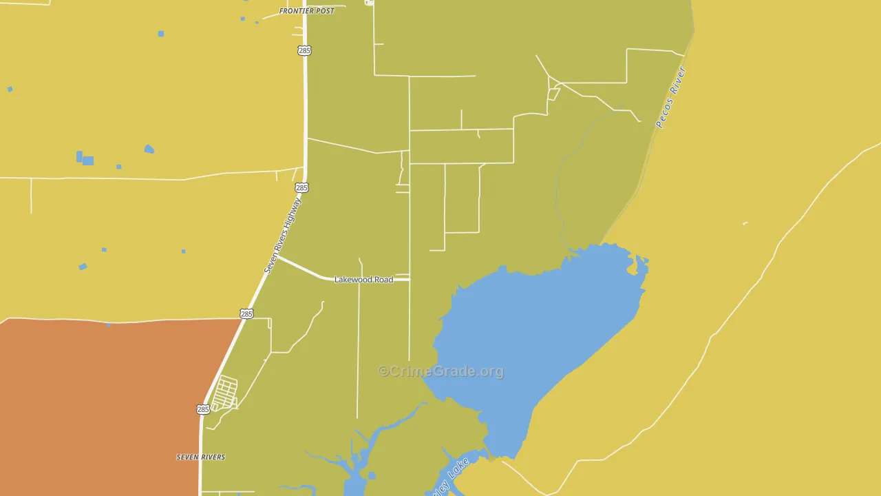 Lakewood, NM Map of Burglary Rates