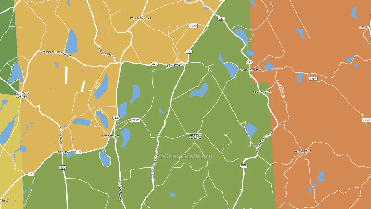 Lakewood, PA Map of Burglary Rates