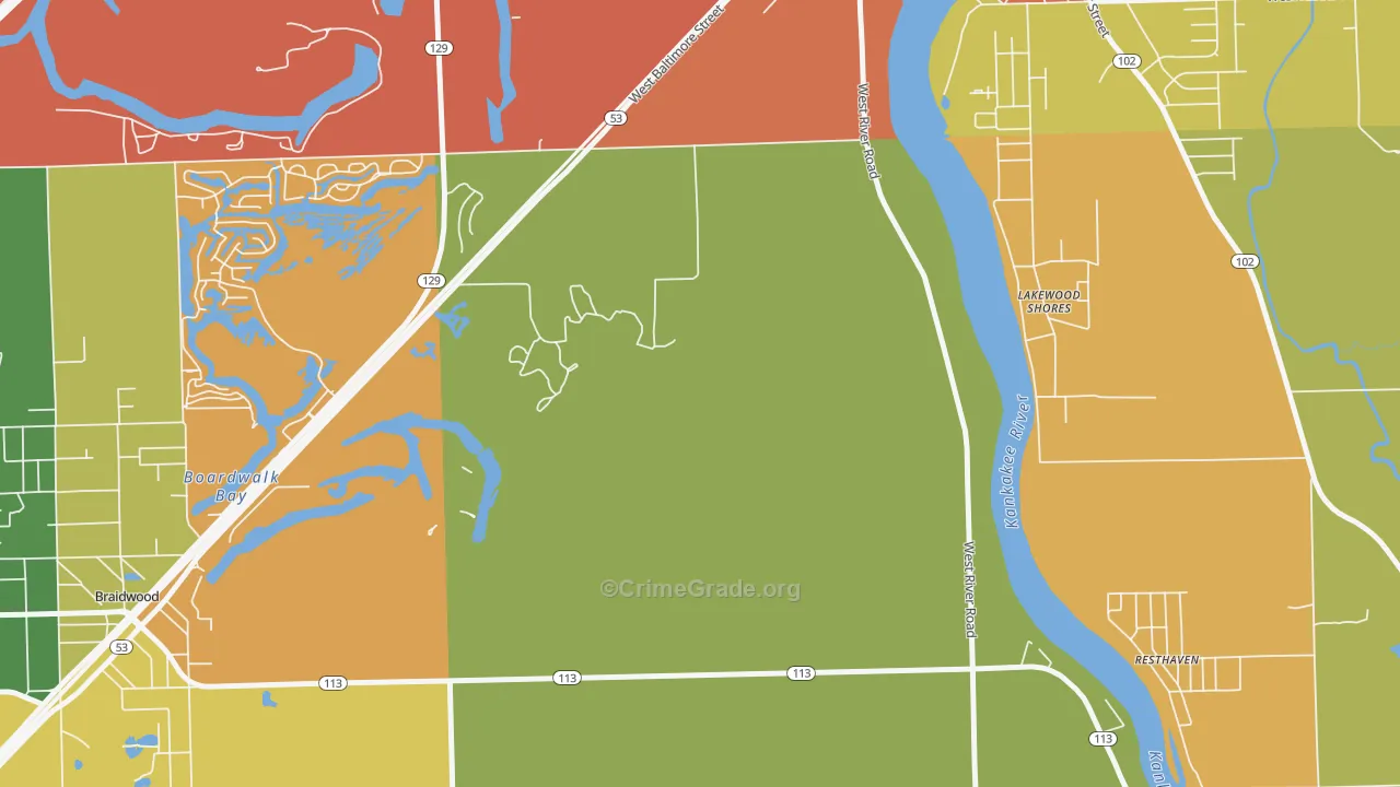 Lakewood Shores, IL Map of Burglary Rates