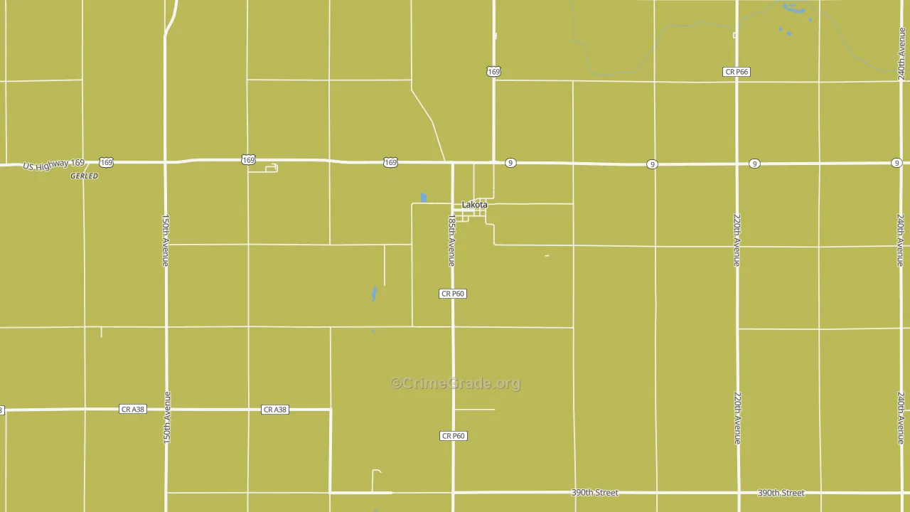 Lakota, IA Map of Burglary Rates