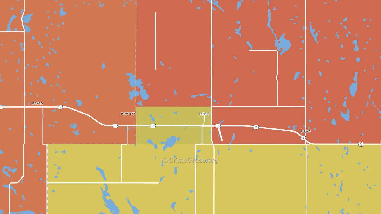 Lakota, ND Map of Burglary Rates