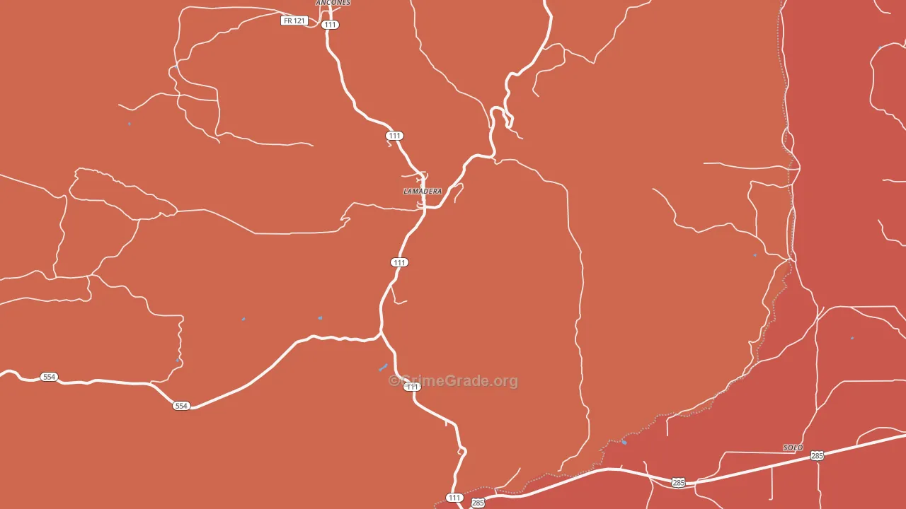 Lamadera, NM Map of Burglary Rates
