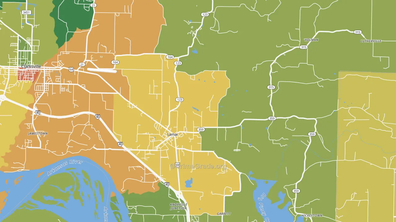 Lamar, AR Map of Burglary Rates
