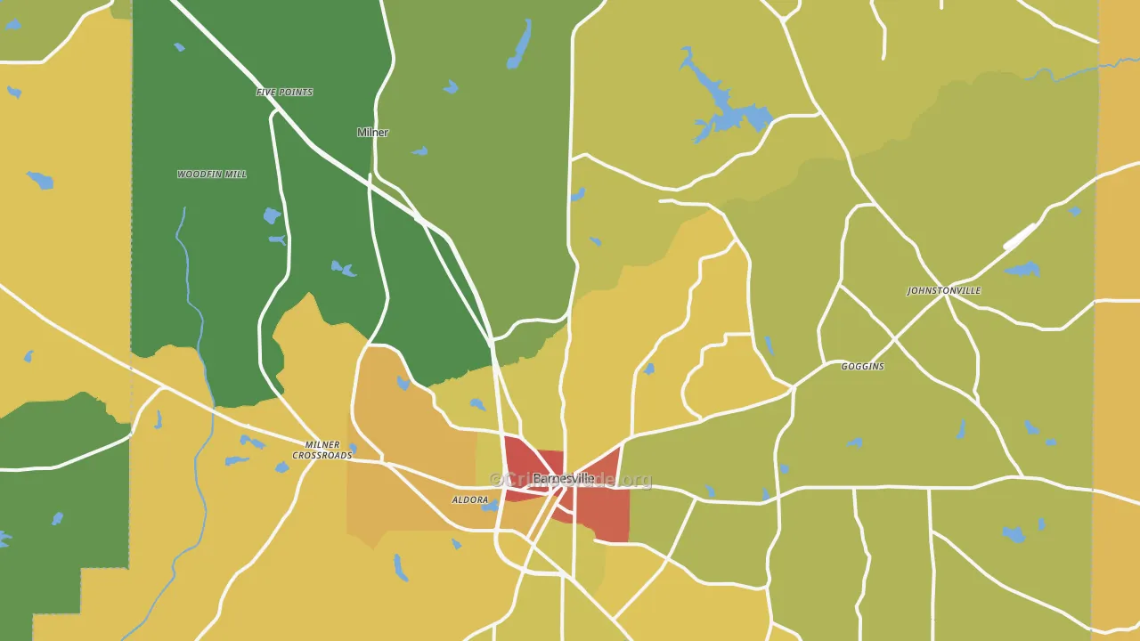 Lamar County, GA Map of Burglary Rates