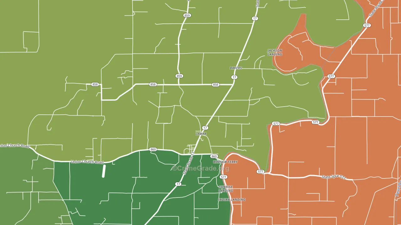 Lamar, LA Map of Burglary Rates