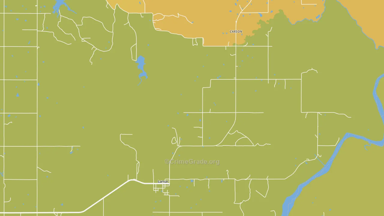 Lamar, OK Map of Burglary Rates