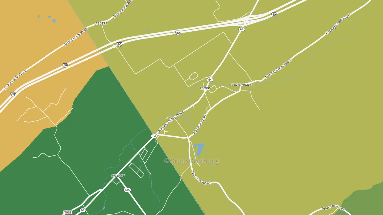 Lamar, PA Map of Burglary Rates
