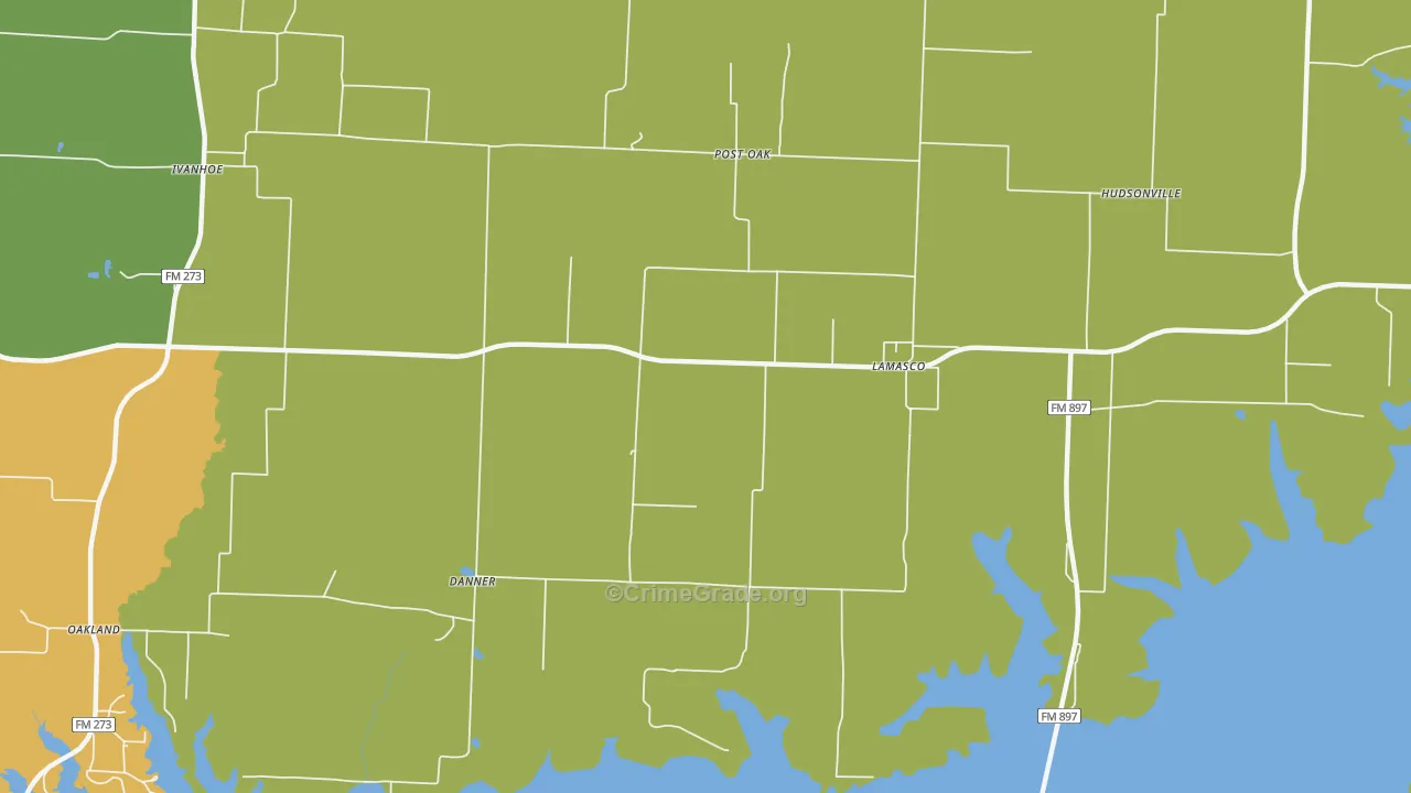 Lamasco, TX Map of Burglary Rates