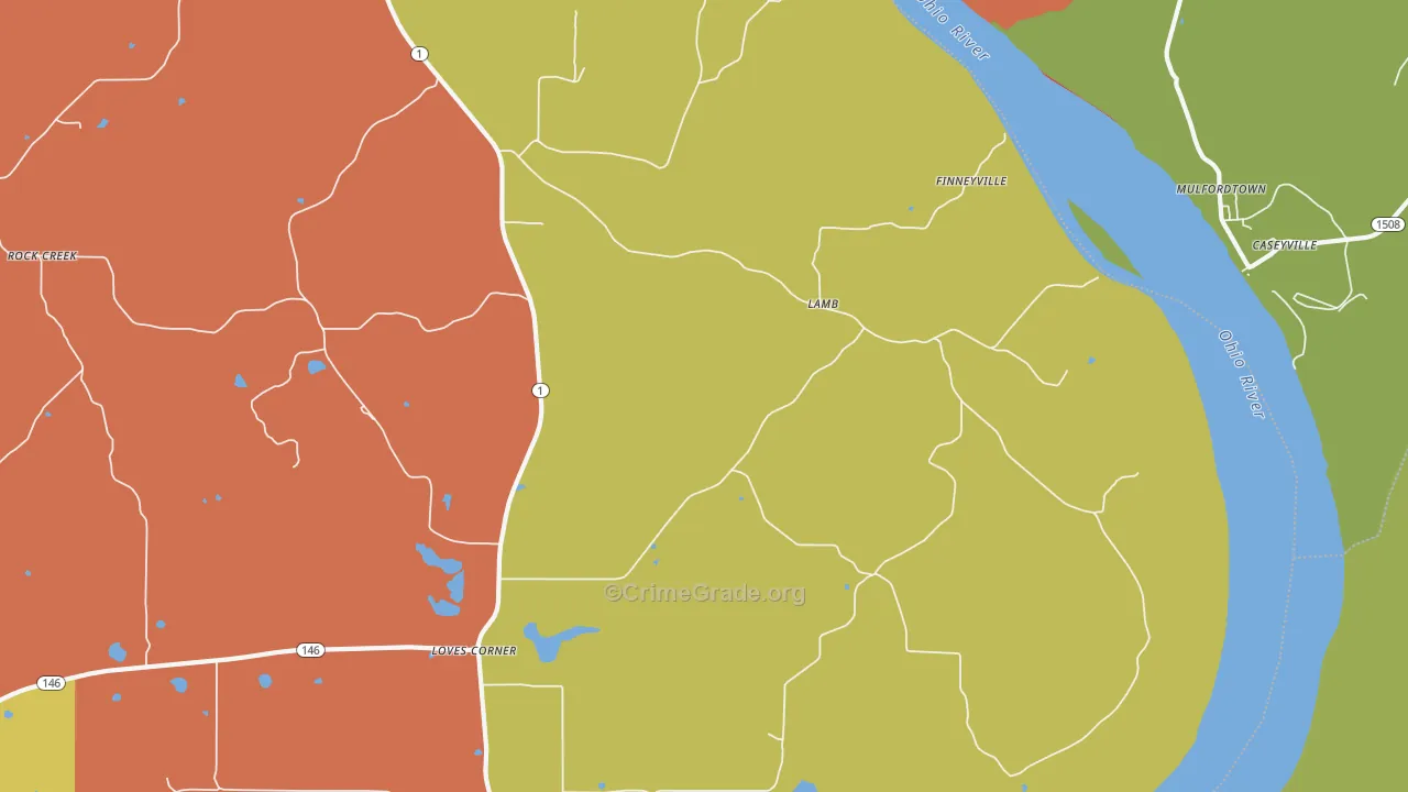 Lamb, IL Map of Burglary Rates