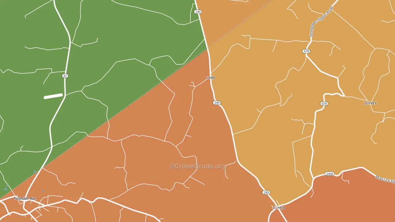 Lamb, KY Map of Burglary Rates