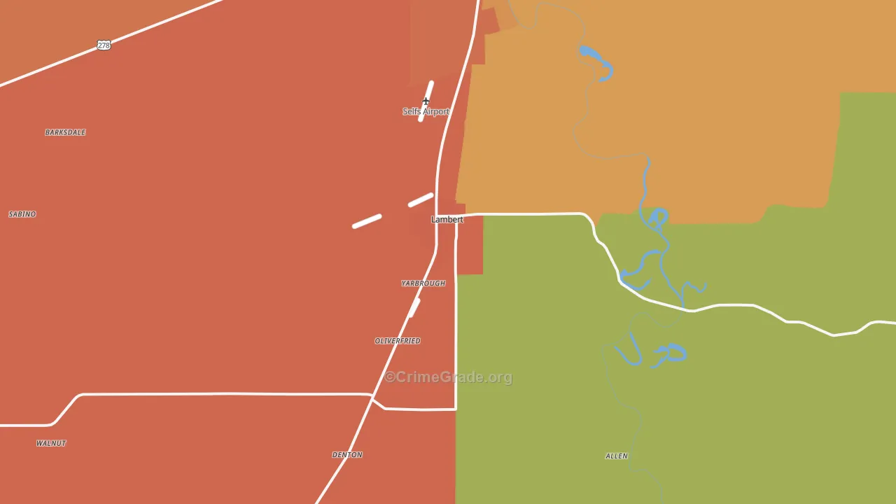 Lambert, MS Map of Burglary Rates