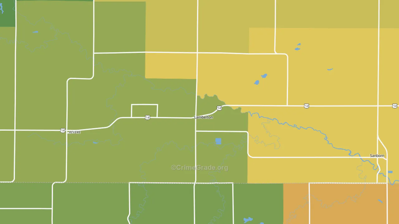 Lamberton, MN Map of Burglary Rates