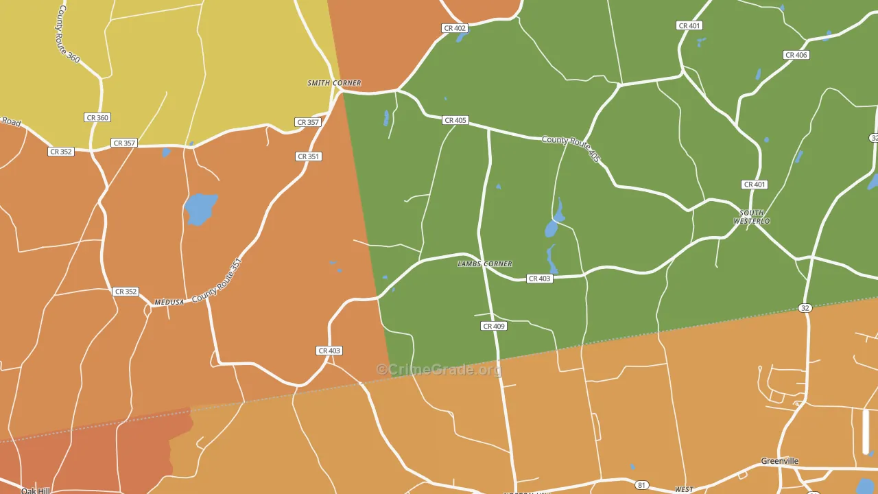 Lambs Corner, NY Map of Burglary Rates