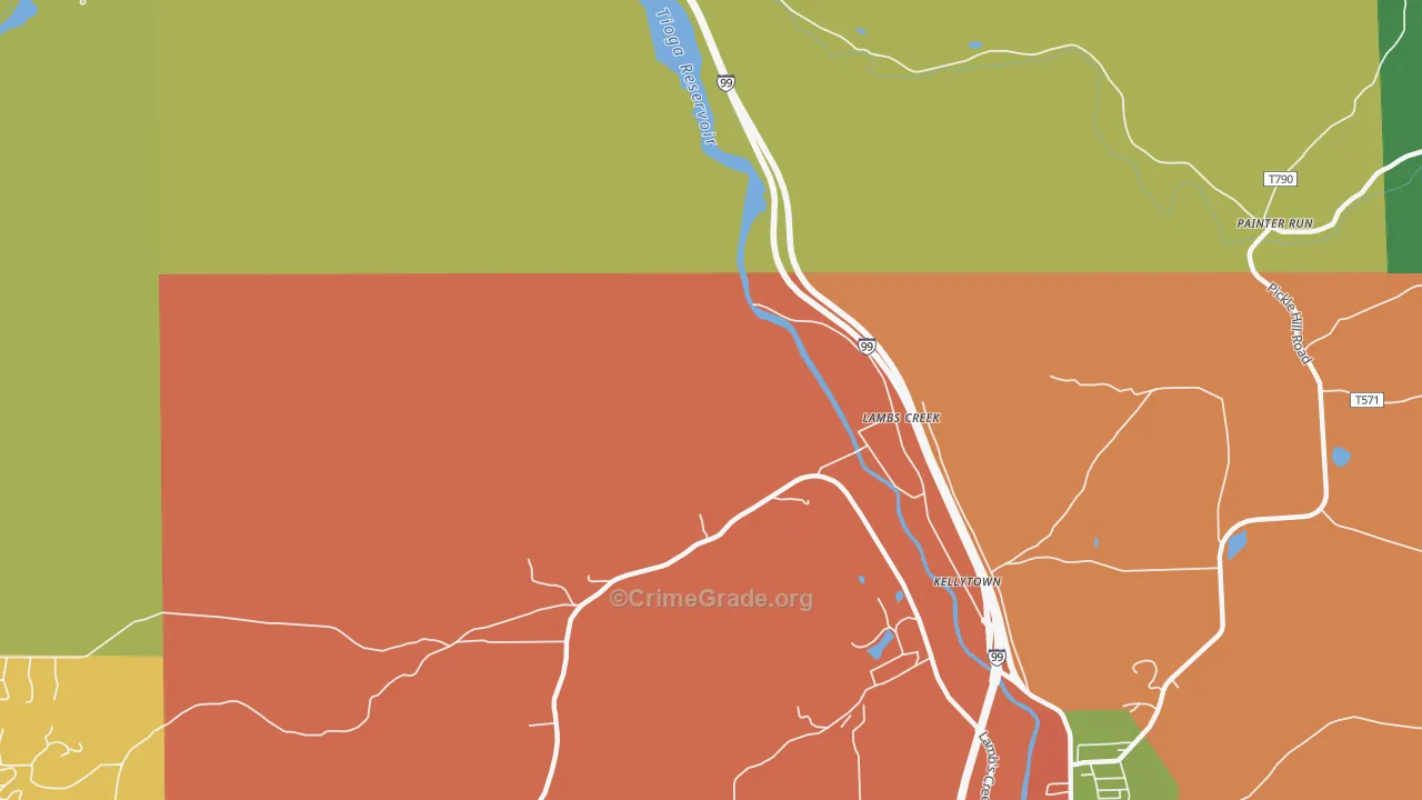 Lambs Creek, PA Map of Burglary Rates