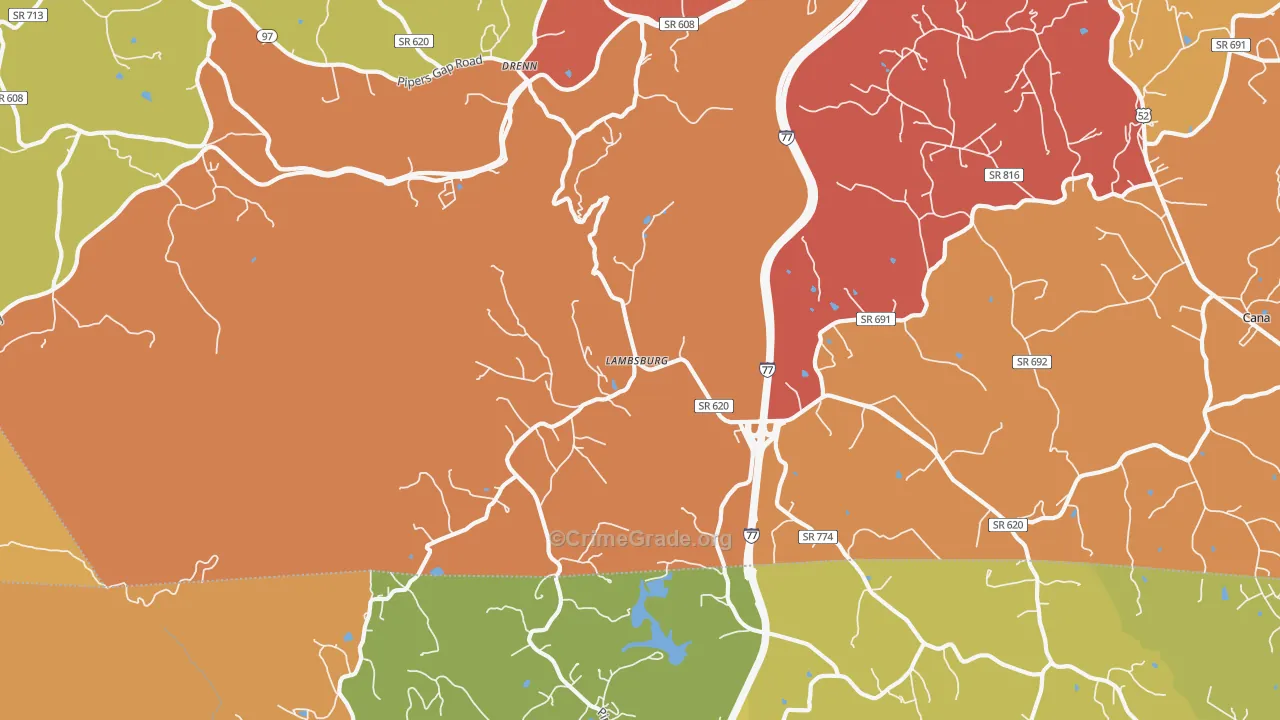 Lambsburg, VA Map of Burglary Rates