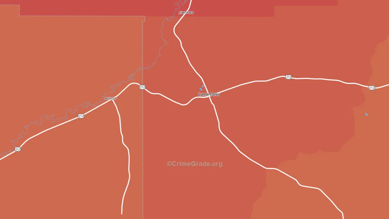 Lame Deer, MT Map of Burglary Rates