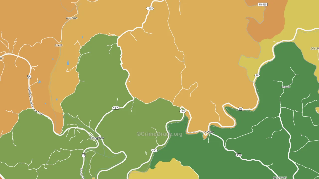Lamero, KY Map of Burglary Rates